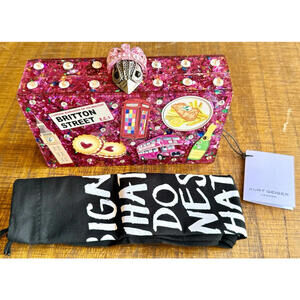 Kurt Geiger London Box Clutch Pink Acrylic Glitter British Icons Pink Crown NWT